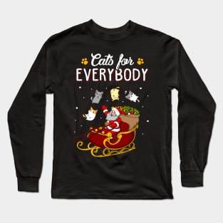 Cats For Everybody. Funny Christmas Sweatshirt for Cat Lovers. Long Sleeve T-Shirt